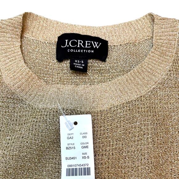 J.Crew Collection Gold Metallic Lurex Knit Oversized Tunic Top XS-S NWT - Picture 5 of 6